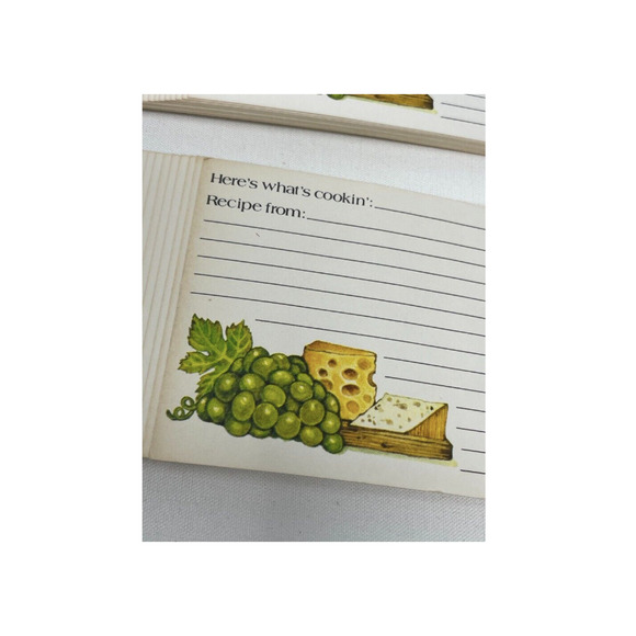 Vtg Heres Whats Cooking Recipe Cards‎ 40 6" X 5" Wine Cheese Grapes - Picture 3 of 3